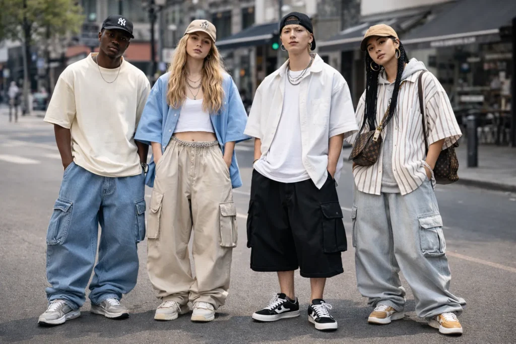 Summer baggy outfits with loose-fit pants and shirts