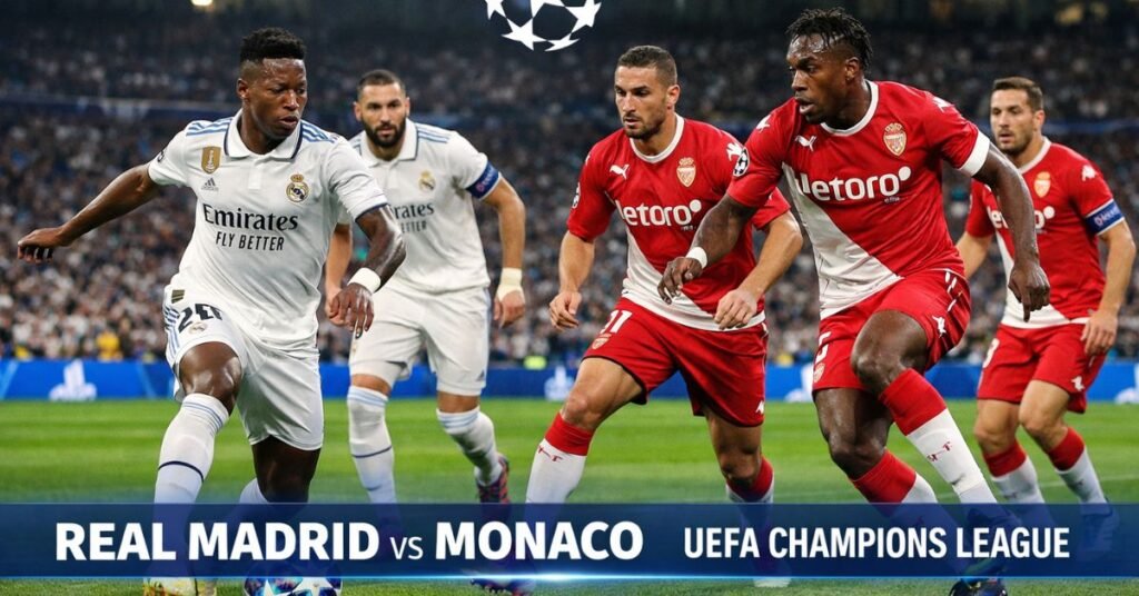 Real Madrid - Mónaco UEFA Champions League match as players compete during a high-stakes European fixture