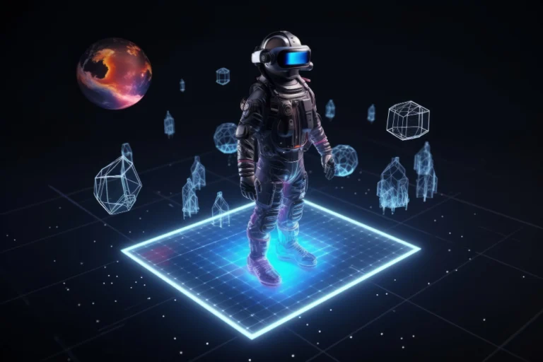 Anti-gravity technology concept showing a levitating object in a futuristic lab environment