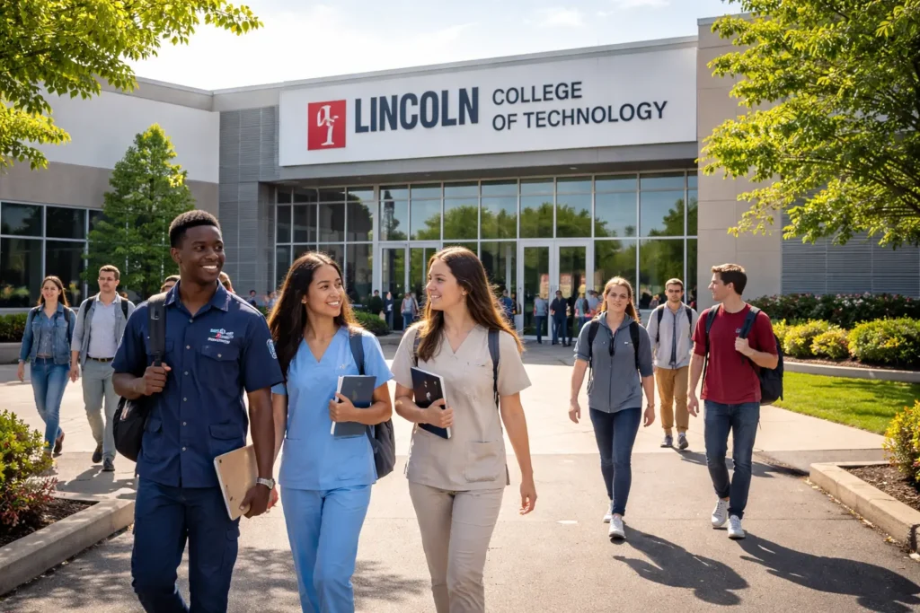 Lincoln College of Technology Melrose Park campus with students in technical training programs